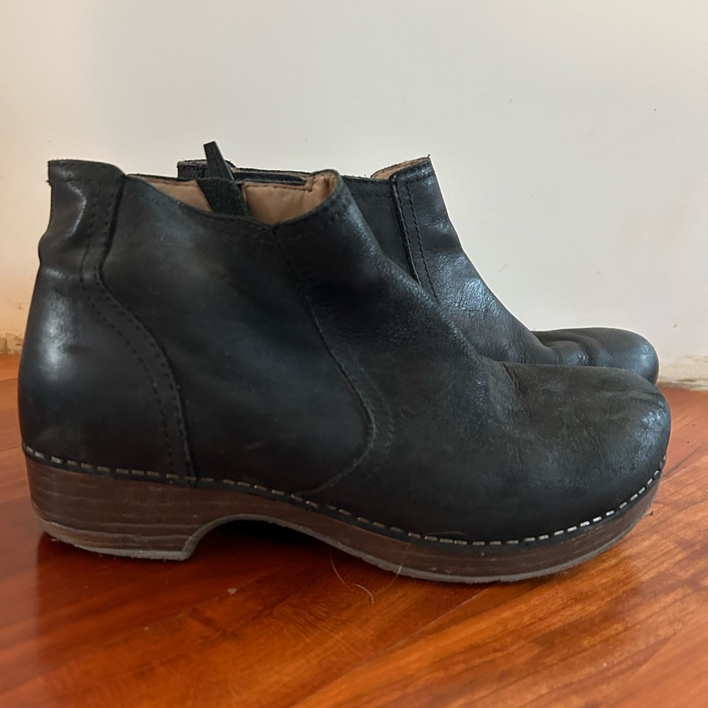 Dansko Black Leather Ankle Booties